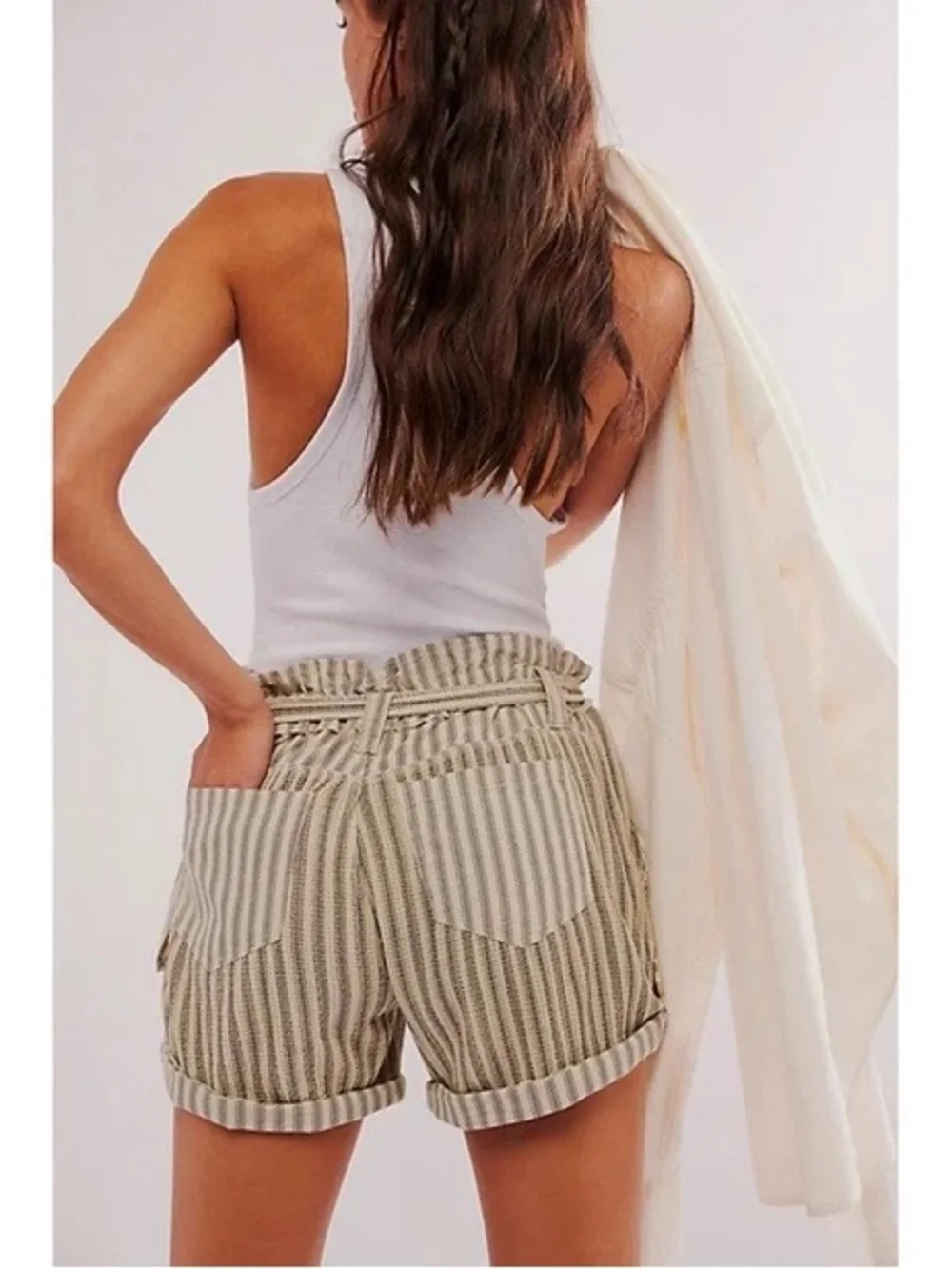 Free People One Harriet Stripped Slouchy Shorts Sz. Sm